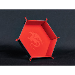 Würfelschale Roter Drache Wappen – 19 x 19 cm – Kunstleder & Samt
