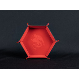 Würfelschale Roter Drache Wappen – 19 x 19 cm – Kunstleder & Samt