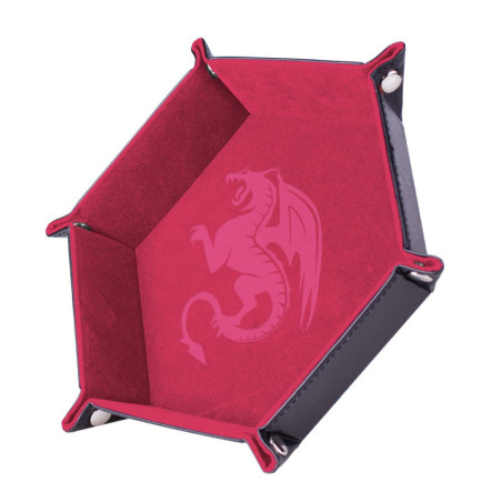Würfelschale Pinker Drache – 19 x 19 cm – Kunstleder & Samt