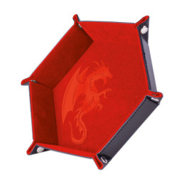 Würfelschale Drache Rot – 19 x 19 cm – Kunstleder & Samt
