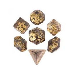 Würfelset 7 Resin-Würfel in Box – Glitzer-Zahnrad (Insert-Serie)