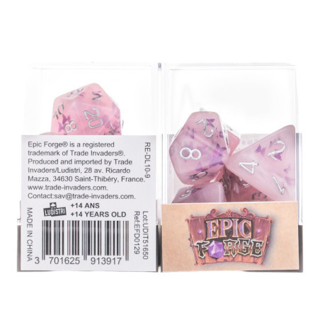 Würfelset 7 Resin-Würfel in Box – Schmetterling Rosa (Insert-Serie)