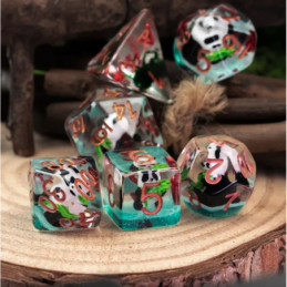 Würfelset 7 Resin-Würfel in Box – Panda (Insert-Serie)