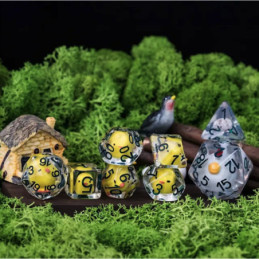 Würfelset 8 Resin-Würfel im Beutel – Hühnerfamilie (Insert-Serie)