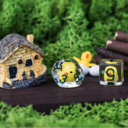 Würfelset 8 Resin-Würfel im Beutel – Hühnerfamilie (Insert-Serie)