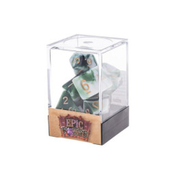 Würfelset 7 Würfel in Box – Smaragdgrün/Weiß in Jade-Optik
