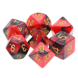 Würfelset 7 Würfel in Box – Rot/Schwarz gemischt