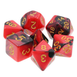Würfelset 7 Würfel in Box – Rot/Schwarz gemischt