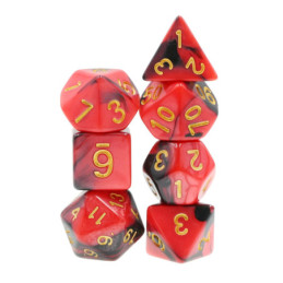 Würfelset 7 Würfel in Box – Rot/Schwarz gemischt