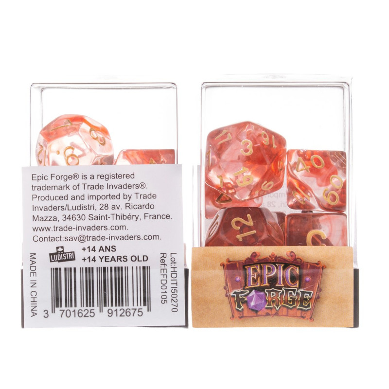 Würfelset 7 Würfel in Box – Karminrot