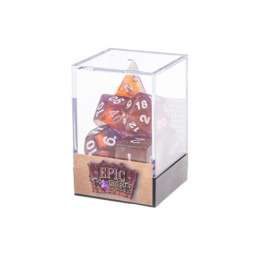 Würfelset 7 Resin-Würfel in Box – Glitzer Lila/Orange