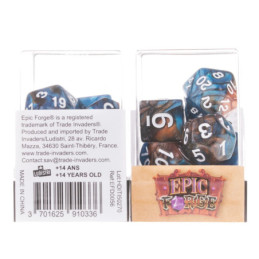 Würfelset 7 Würfel in Box – Fusion Blau/Goldfarben