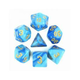 Würfelset 7 Würfel in Box – Fusion Himmelblau/Blau