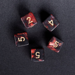 Würfelset 5 W6 Würfel 16 mm – Rot/Schwarz