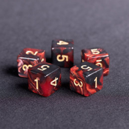 Würfelset 5 W6 Würfel 16 mm – Rot/Schwarz