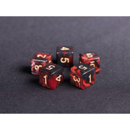Würfelset 5 W6 Würfel 16 mm – Rot/Schwarz