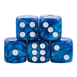 Würfelset 5 W6 Würfel – Perlglanz Blau