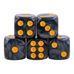 Würfelset 5 W6 Würfel – Perlglanz Schwarz
