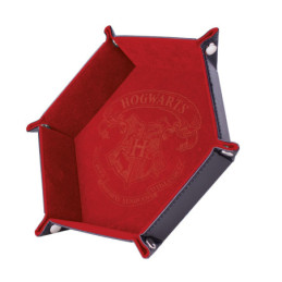 Würfelschale Harry Potter Hogwarts Rot – 19 x 19 cm – Kunstleder & Samt