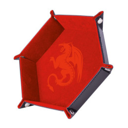 Würfelschale Roter Drache Wappen – 19 x 19 cm – Kunstleder & Samt