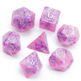 Würfelset 7 Resin-Würfel in Box – Schmetterling Rosa (Insert-Serie)