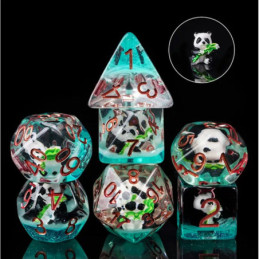 Würfelset 7 Resin-Würfel in Box – Panda (Insert-Serie)