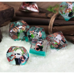 Würfelset 7 Resin-Würfel in Box – Panda (Insert-Serie)