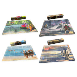 LEDA Playmat Set mit allen vier Neopren-Spielmatten für Haie, Skorpione, Pandas und Katzen